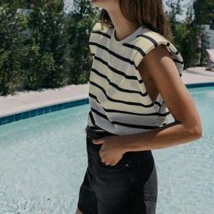 NWT. Zara Shoulder Pad T-Shirt